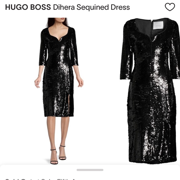 New HUGO BOSS Black Dihera Sequined Dress Sz